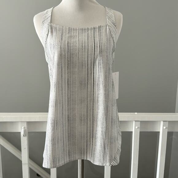 NWT Athleta Arrival Tank Amara Stripe White / Black Cross Back Size XS - Picture 1 of 8